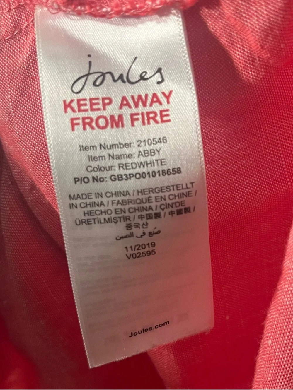 Joules Linen Heathered Red Button-Front Coastal Midi Dress - Picture 6 of 6